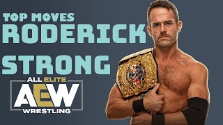 Roderick Strong Top Moves Signatures amp Finisher  Moveset Lab [upl. by Adnorhs855]