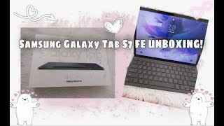 Samsung Galaxy Tab S7 FE  With Keyboard  AESTHETIC UNBOXING  Mystic Black  6gb Ram 128GB [upl. by Wershba826]