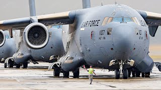 US Massive C17s Taking Off One by One During Giant Elephant Walk [upl. by Goldston]