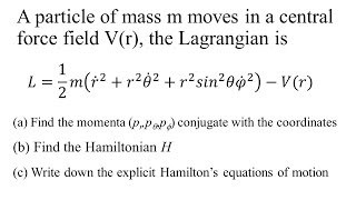 Hamiltonian in spherical coordinates [upl. by Nrojb]