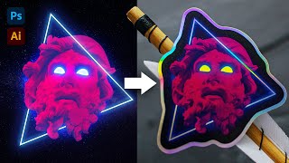 How to Design Holographic Stickers Using Photoshop amp Illustrator [upl. by Jesselyn913]