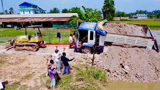 incredible Dump Truck Overturned Because Landslide Into Pond Rescue by Bulldozer 20P [upl. by Marlane]