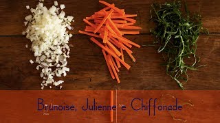 Cortes de vegetais brunoise julienne e chiffonade [upl. by Denise]