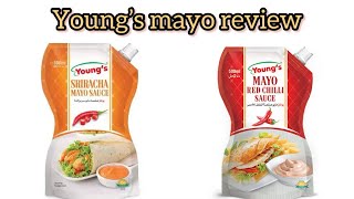 Young’s mayonnaise flavours Food review siracha mayo and mayo red chilli sauce review [upl. by Akcinat]