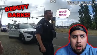 COP REACTS to a Deputy Barking Like a K9 and Tricks SUSPECTS [upl. by Ayerdna]