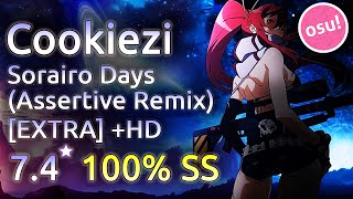 Cookiezi  Sorairo Days Assertive Remix EXTRA  HD SS 74★  Live Spectate [upl. by Ahtamas]