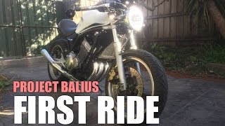 Project Balius  First Ride  Kawasaki ZR250 Cafe Racer [upl. by Jacky]