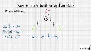 Wann ist ein Molekül ein Dipol Molekül  Dipole  polare Atombindung Elektronegativität [upl. by Araiek]