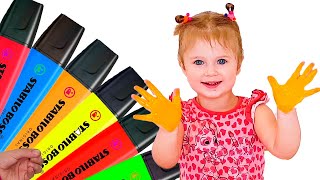 Faina Pretends to Play with her Magic Pens  Preschool toddler learn color [upl. by Hayley]