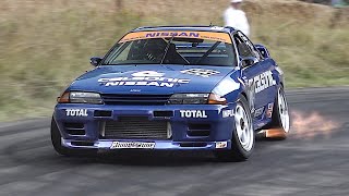 Listen to the iconic Calsonic Skyline R32 GTR driven FLATOUT by Jake Hill  AMAZING RB26 Sounds [upl. by Yebba]