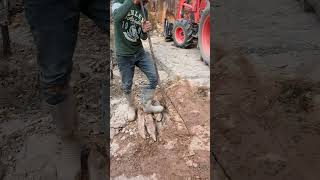 Removing rock on an off grid driveway with a concrete saw Pt 1husqvarna offgrid diy [upl. by Buddie]