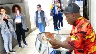 DESPACITO STREET PERFORMANCE STEEL DRUM STREET MUSICIAN LONDON STEEL DRUM SOLO [upl. by Nedyrb]