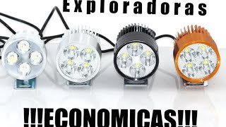 EXPLORADORAS LED ECONOMICAS LUCES AUXILIARES PARA MOTOCICLETA  JAZO BIKER [upl. by Irrahs]