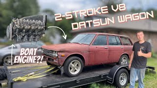 2 stroke V8 swapped Datsun wagon [upl. by Ayanej]