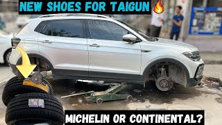 New Tyres For Volkswagen Taigun GT  Michelin Or Continental [upl. by Norrad233]