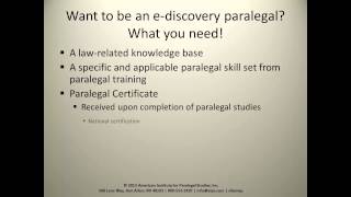 The Role of the EDiscovery Paralegal [upl. by Alabaster822]