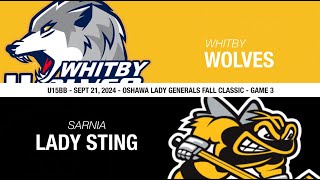 20240921  U15BB  Whitby Wolves vs Sarnia Sting  OFC3 [upl. by Fortier]