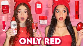 ONLY using RED PREPPY MAKEUP amp SKINCARE [upl. by Biddle]