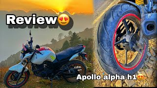 New tyre of fz v1😍Apollo alpha h1 tyre review [upl. by Razaele]