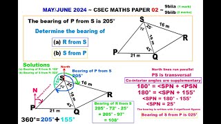 Paper2CSECMATHS609  Bearings  MayJune 2024  9bii [upl. by Templeton]