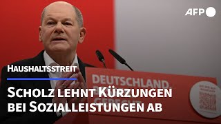 Scholz lehnt Kürzungen bei Sozialleistungen im Haushaltsstreit ab  AFP [upl. by Aiek]