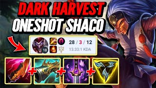 28 Kills Dark Harvest Oneshot Shaco  S14 Gold 2 League of Legends Full Gameplay  Infernal Shaco [upl. by Milak]