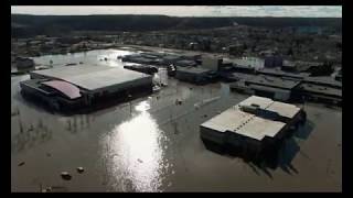 April 28 2020 Dr Clark Composite High Keyano College Downtown Fort McMurray Flood Drone Video [upl. by Ahsael]