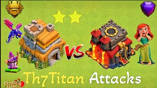 Th7 TitanVsTh10 2 AttacksTh7 Trophy Pushing With Apprentice WardenBest Th7 Strategyclashofclans [upl. by Hgielrak]