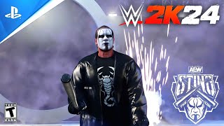 WWE2K24 Sting Realist Model Full Entrance  New WWE 2K24 Community Creations [upl. by Eilitan]