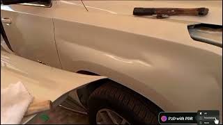 How to fix a big dent in car fender  paintless dent repair  pdrtools [upl. by Inhsor]