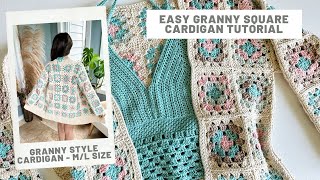 Vintage Granny Square Cardigan Crochet Pattern [upl. by Salisbarry]