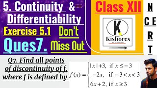 Exercise 51 Continuity And Differentiability class 12 Q7 [upl. by So]