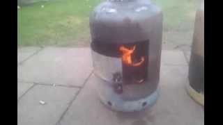 Log burner stove made from gas bottles [upl. by Krantz]