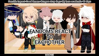 Fandoms react to eachother  part 1 AMVs  gacha club  read desc [upl. by Orola36]