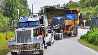 Caterpillar 777 Mining Haul Truck Transported by 11 Axle Lowboy [upl. by Ellett]