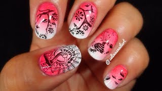 Stamping amp Gradient Nail Art  Moyou London Stamping Review [upl. by Anam]