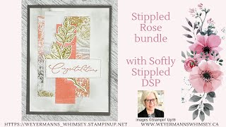 Stippled Roses Bundle card idea 2 of 4 with Softly Stippled DSP [upl. by Terriss461]