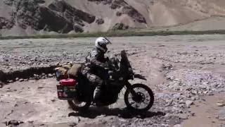 Bartang Valley River Crossing Kawasaki KLR650 [upl. by Nonad392]