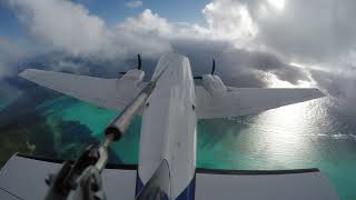 Twin Engine Beechcraft Queen Air takes off from Yap airport External mounted camera [upl. by Erialc]