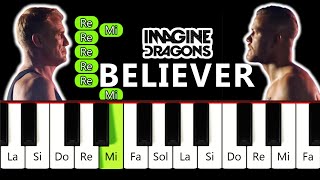 Imagine Dragons  Believer  Tutorial para Piano  Notas  Facil  Easy [upl. by Featherstone441]