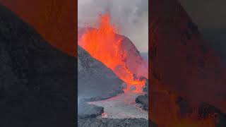 Eruption of the Geldigaladur volcano 03 shorts geldingadalur volcano iceland AventureVolcans [upl. by Cheke194]