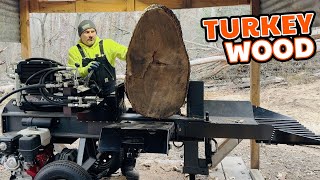 Carving Up a Massive Log  Breaking Down a Big Chunk of Firewood [upl. by Irakab]