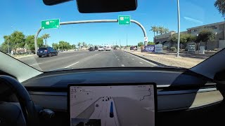 Tesla FSD 12541 takes me through Gilbert and Mesa via the southeastern part of the Loop 202 [upl. by Artinahs]