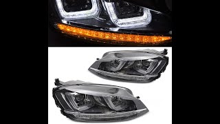 2 Phares avant VW Golf 7  3D LED Dynamique  Noir liseret Chrome [upl. by Cantlon]