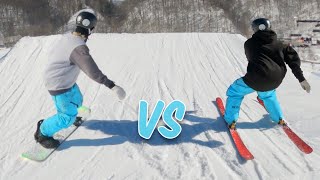 Skiing vs Snowboarding Whats Easier To Learn In The Terrain Park [upl. by Onid]