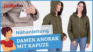 Lässige Anorakjacke für den Übergang nähen 🤩 Kapuze Reißverschluss amp Taschen mit quotGeheimfachquot [upl. by Aihsotal]