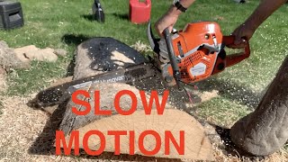 SLOWmotion  Just the Action  Husqvarna 592 XP and 572 XP at work [upl. by Akinit128]