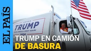 DONALD TRUMP se sube a un camión de basura tras la polémica de Puerto Rico  EL PAÍS [upl. by Kirtley]