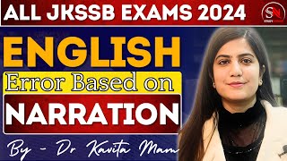 ERRORS BASED ON NARRATION  ENGLISH GRAMMAR PRACTICE FOR PATWARI JKSSB EXAM  KAVITA MAM [upl. by Rafferty]