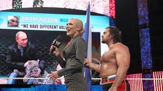 Lana and Rusev make fun of Obama and confront Swagger and Colter WWE RAW Aug04 2014 [upl. by Nosliw]